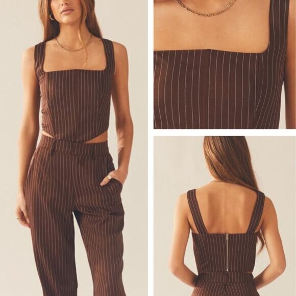 Peppermayo Tops - PEPPERMAYO Talula Pinstripe Bustier Sz 2 Chocolate White